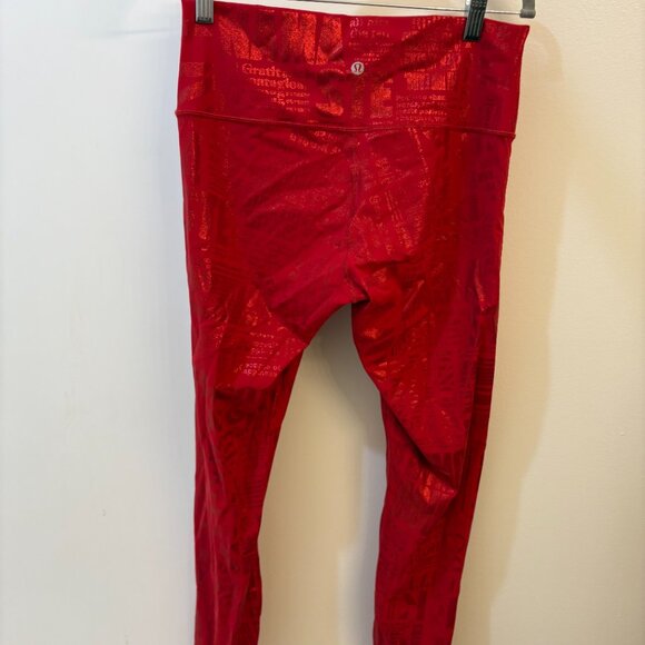 Lululemon Limited Edition Red Logo Leggings Size 10 - Picture 3 of 4